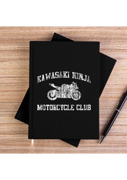 Kawaski Ninja Club Siyah Kanvas Defter Çizgisiz