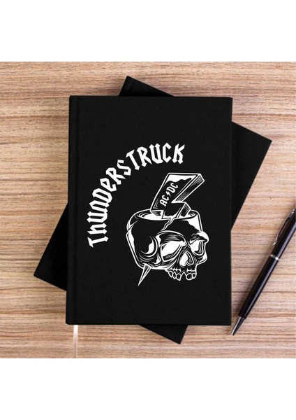 Ac Dc Thunderstuck Skull Siyah Kanvas Defter Çizgisiz