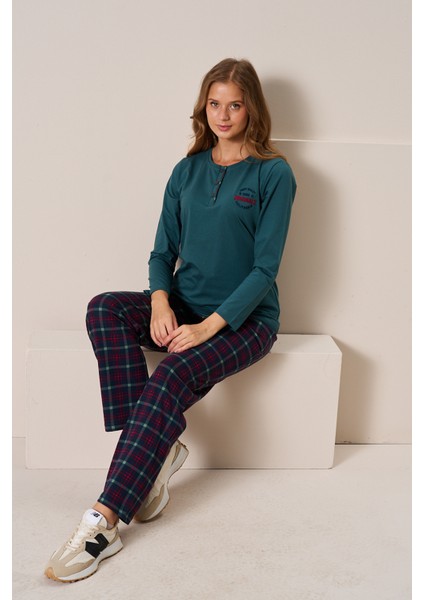 Kadın Penye Uzun Kol Pijama Takımı 3196 ZÜMRÜT01 fiyatları