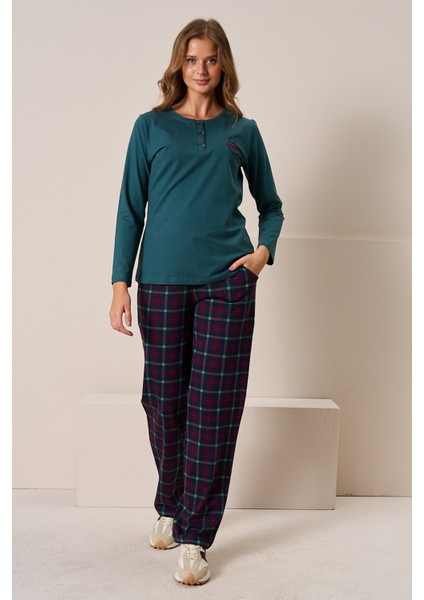 Kadın Penye Uzun Kol Pijama Takımı 3196 ZÜMRÜT01 modelleri