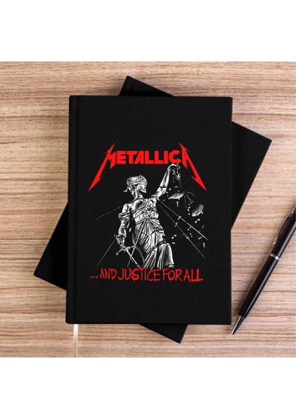 Metallica And Juctice For All Siyah Kanvas Defter Çizgisiz