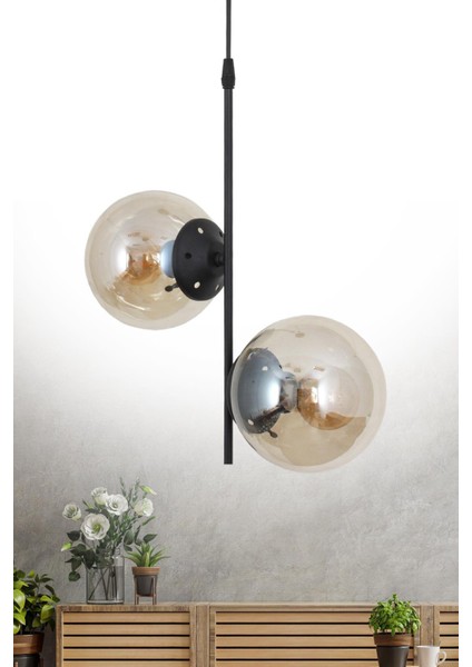 Ladin 2 Li Siyah Avize Bal Camlı Yatak Odası Salon Mutfak Hol Avize fiyatları