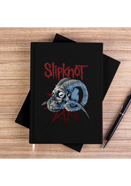 Slipknot Ram Head Siyah Çizgisiz Kanvas Defter Çizgisiz