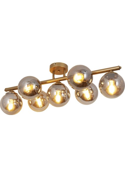 Mehir 7 Li Eskitme Plafonyer Füme Camlı Avize Dekoratif Tasarım Yatak Odası Mutfak Salon Avize fırsatları