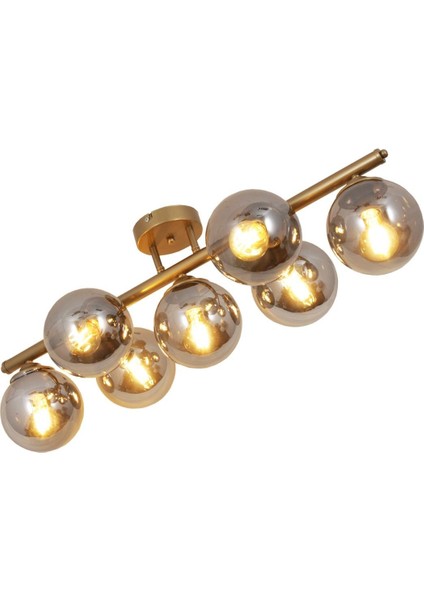 Mehir 7 Li Eskitme Plafonyer Füme Camlı Avize Dekoratif Tasarım Yatak Odası Mutfak Salon Avize indirimleri