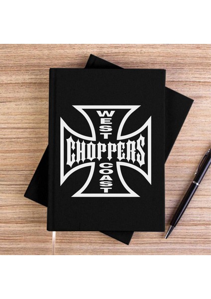 West Coast Choppers Logo Siyah Kanvas Defter Çizgisiz