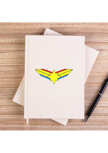 Captain Marvel Logo Çizgisiz Kanvas Defter Çizgisiz