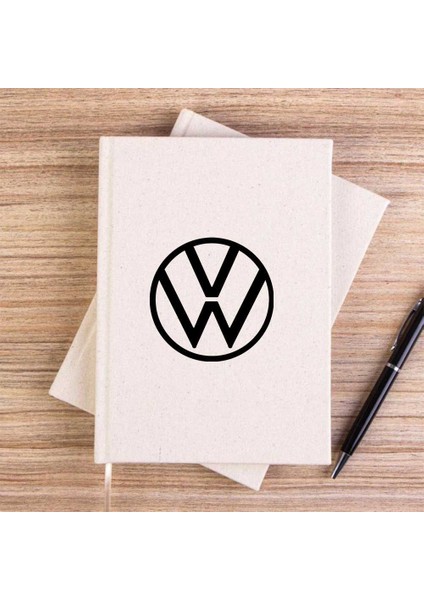 Volkswagen New Black Logo Çizgisiz Kanvas Defter Çizgisiz
