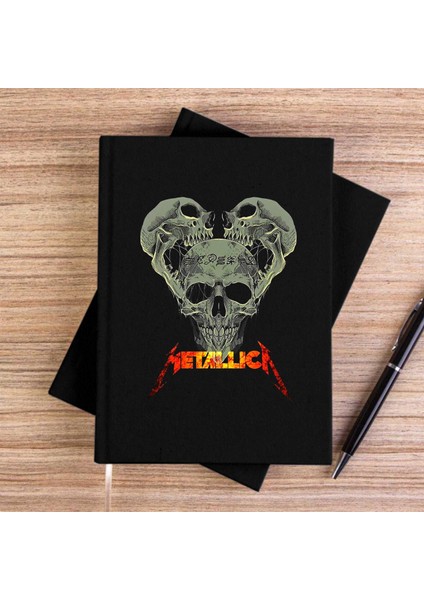 Metallica 3 Dry Heads Siyah Çizgisiz Kanvas Defter Çizgisiz