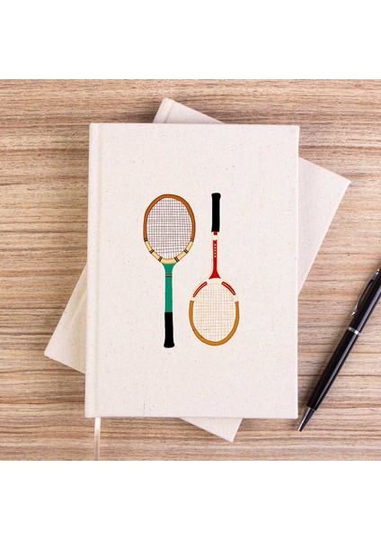 Tennis Rackets Colored Çizgisiz Kanvas Defter Çizgisiz