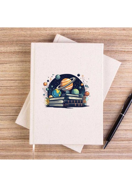 Book Planets Çizgisiz Kanvas Defter Çizgisiz
