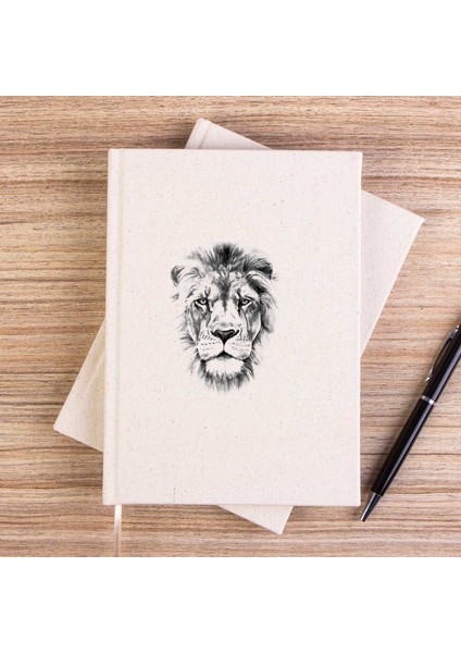 Lion Face Çizgisiz Kanvas Defter Çizgisiz