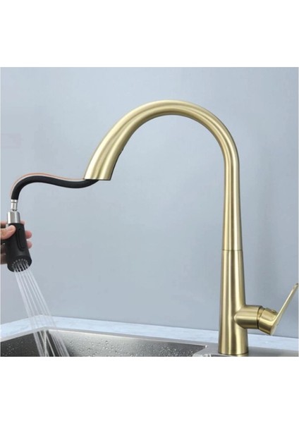 Gizli Spiralli Mutfak Evye Bataryası Mat-Gold modelleri