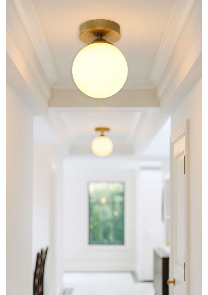 Mine Tekli Eskitme Plafonyer Mutfak Koridor Avize Beyaz Camlı