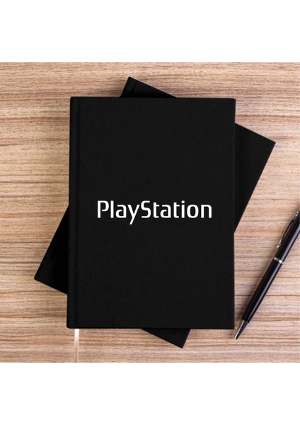 Playstation Text Siyah Çizgisiz Kanvas Defter Çizgisiz