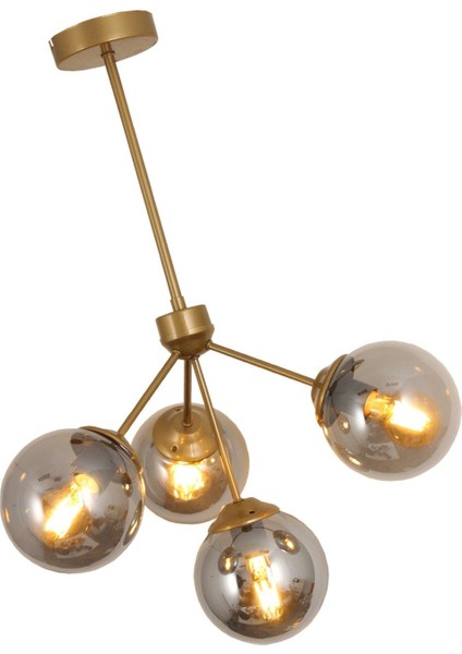 Lupin 4 Lü Eskitme Avize Füme Camlı Dekoratif Tasarım Yatak Odası Mutfak Salon Avize modelleri