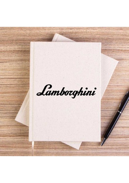 Lamborghni Text Black Krem Çizgisiz Kanvas Defter Çizgisiz
