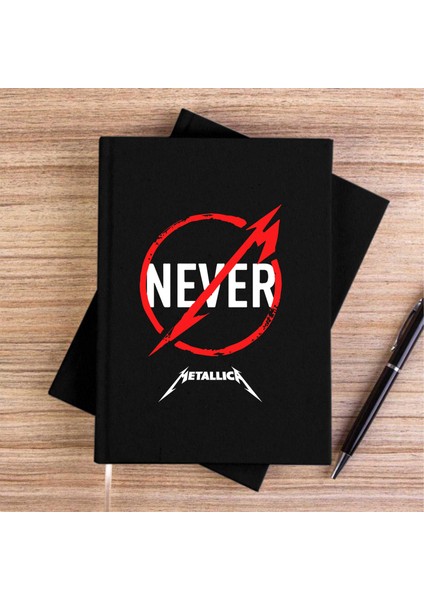 Metallica Never Siyah Kanvas Defter Çizgisiz