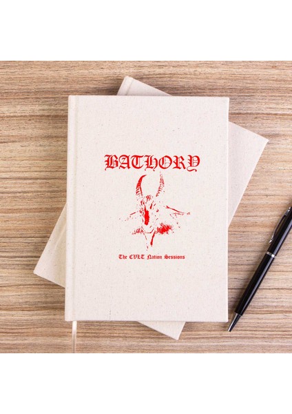 Bathory Black Metal Red Çizgisiz Kanvas Defter Çizgisiz