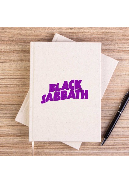 Black Sabbath Purple Yazı Çizgisiz Kanvas Defter Çizgisiz
