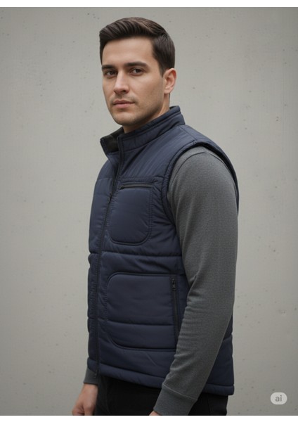 Erkek Içi Polarlı Lacivert Yelek ,su Geçirmez 4 Cepli Yelek modelleri