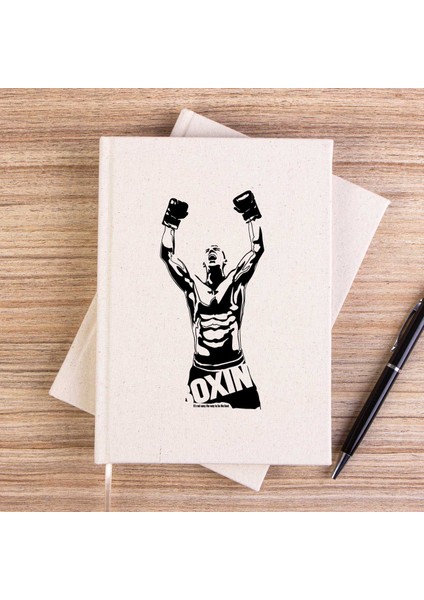 Boxing Fighter Siluet Çizgisiz Kanvas Defter Çizgisiz