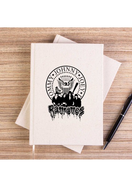 Ramones Text And Group Çizgisiz Kanvas Defter Çizgisiz