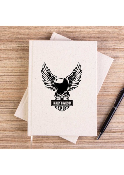 Harley Chopper Eagle Çizgisiz Kanvas Defter Çizgisiz