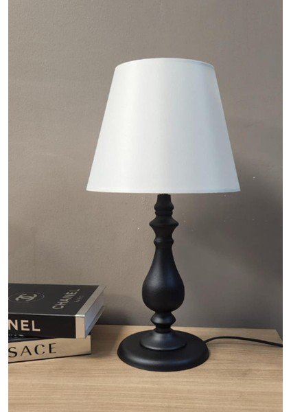 Asyo Siyah Ayaklı Abajur Masa Lambası Krem Şapka Salon Yatak Odası Abajur fiyatları