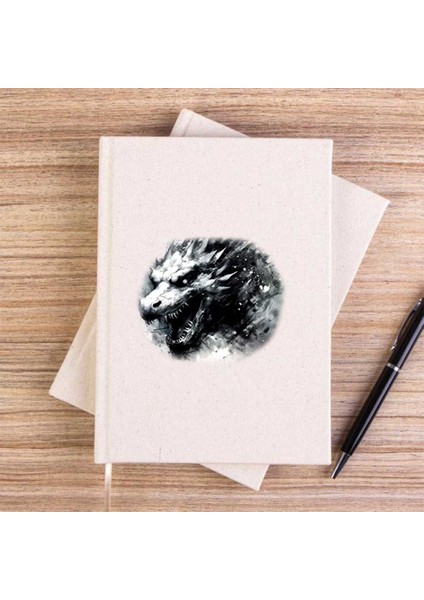 Dragon Pencil Drawing Çizgisiz Kanvas Defter Çizgisiz