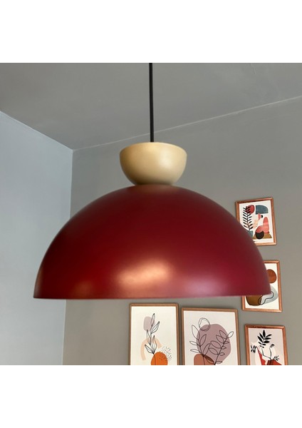 Yimpi Vişne Çürüğü Avize Bej Şapka Tekli Sarkıt Salon Kuaför Cafe Dekoratif Aydınlatma Pastane