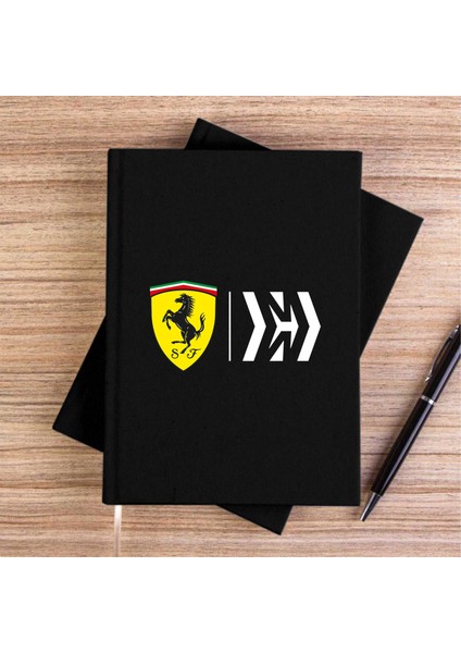 Scuderia Ferari Mission Siyah Çizgisiz Kanvas Defter Çizgisiz