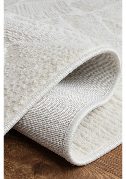 Krem Beyaz Bohem Modern Halı – Toz Tutmaz, Antialerjik, Antibakteriyel – Salon, Oturma Odası ve Yolluk Halısı