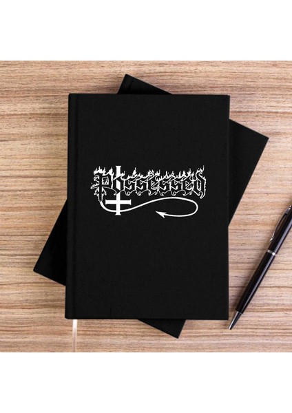 Possessed Text Logo Siyah Çizgisiz Kanvas Defter Çizgisiz