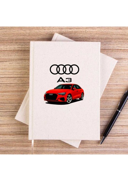 Audi A3 Text Logo Krem Çizgisiz Kanvas Defter Çizgisiz