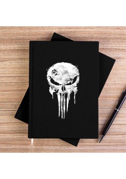 Punisher Damaged Siyah Kanvas Defter Çizgisiz