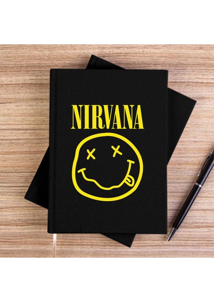 Nirvana Logo Siyah Kanvas Defter Çizgisiz