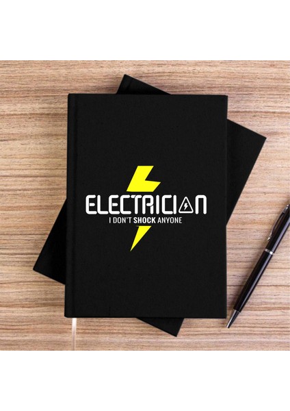 Elektrikçi Siyah Kanvas Defter Çizgisiz