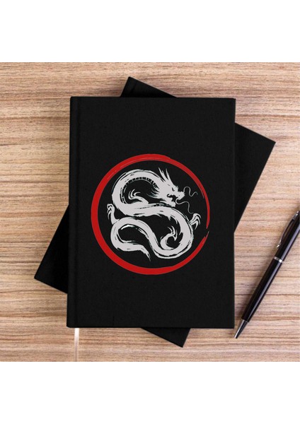 Dragon Karate Siyah Kanvas Defter Çizgisiz