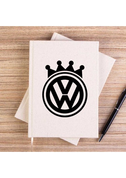 Volkswagen King Logo Krem Çizgisiz Kanvas Defter Çizgisiz