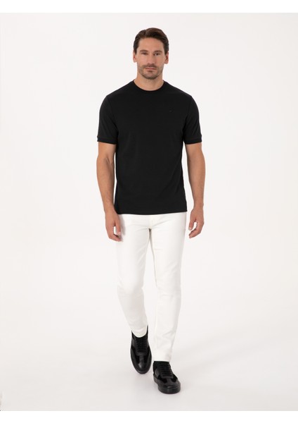 Erkek Siyah Regular Fit %100 Pamuk Bisiklet Yaka Basic T-shirt 50319801-VR046 fırsatları