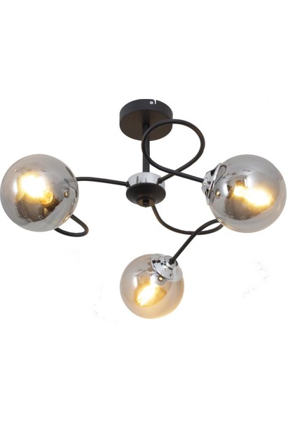 Renas 3 Lü Siyah Avize-Füme Camlı Dekoratif Tasarım Yatak Odası Mutfak Salon Avize fırsatları