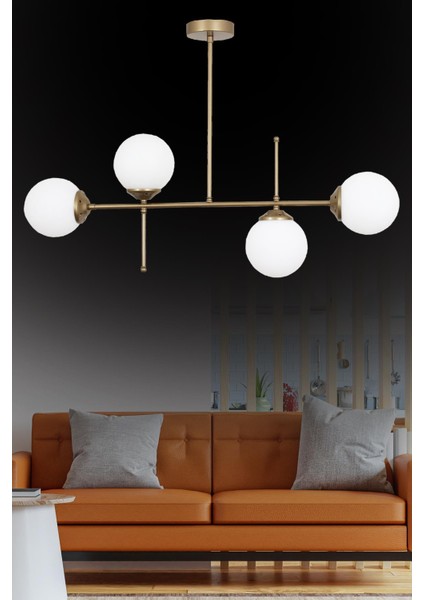 Darvin 4 Lü Eskitme Avize Beyaz Camlı Yatak Odası Mutfak Salon Avize