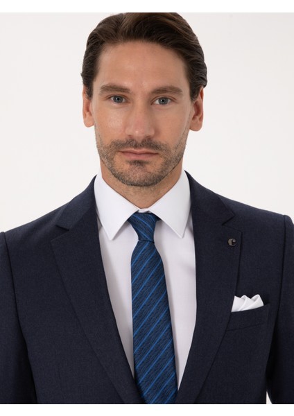 Erkek Lacivert Slim Fit Yün Karışımlı Mikro Desenli Klasik Ceket 50310061-VR033 fiyatları