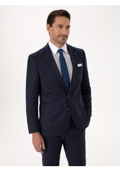 Erkek Lacivert Slim Fit Yün Karışımlı Mikro Desenli Klasik Ceket 50310061-VR033 modelleri