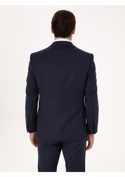 Erkek Lacivert Slim Fit Yün Karışımlı Mikro Desenli Klasik Ceket 50310061-VR033 indirimleri