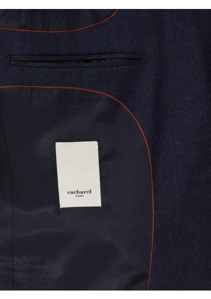 Erkek Lacivert Slim Fit Yün Karışımlı Mikro Desenli Klasik Ceket 50310061-VR033