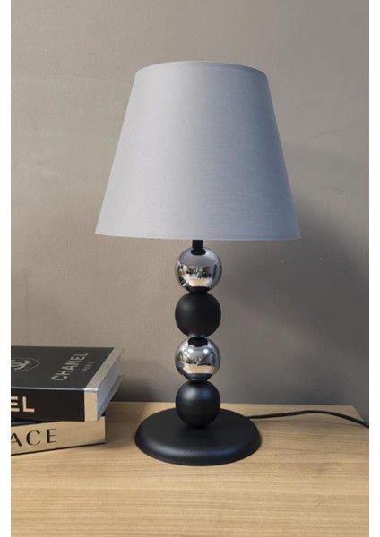 Silva Siyah Ayaklı Abajur Masa Lambası Gri Şapka Salon Yatak Odası Abajur fiyatları