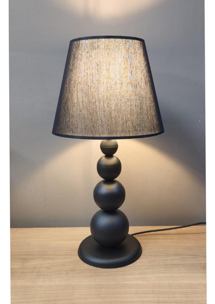 Misu Siyah Ayaklı Abajur Masa Lambası Siyah Şapka Salon Yatak Odası Abajur