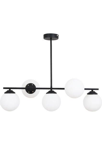 Modena 5 Li Siyah Avize-Beyaz Camlı Dekoratif Tasarım Yatak Odası Mutfak Salon Avize fiyatları